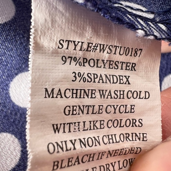 Notations Navy and White Polka Dot Blouse - Picture 3 of 12